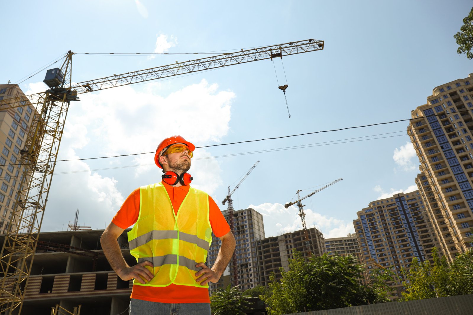 Young man civil engineer in safety hat